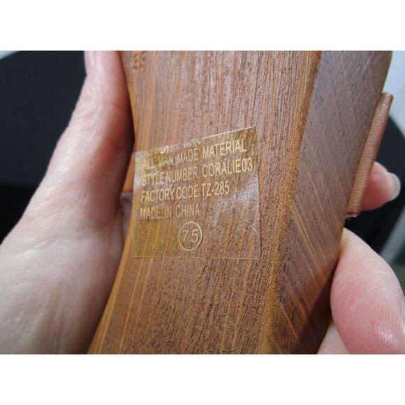 Altar'd State Brown Faux Leather Ankle Strap Block Heel Sandals Women Sz 7.5 - Picture 10 of 11